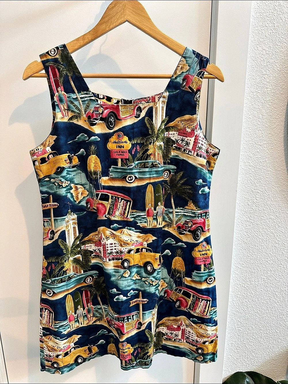 Printed Mini Dress in Blue & Red Like New